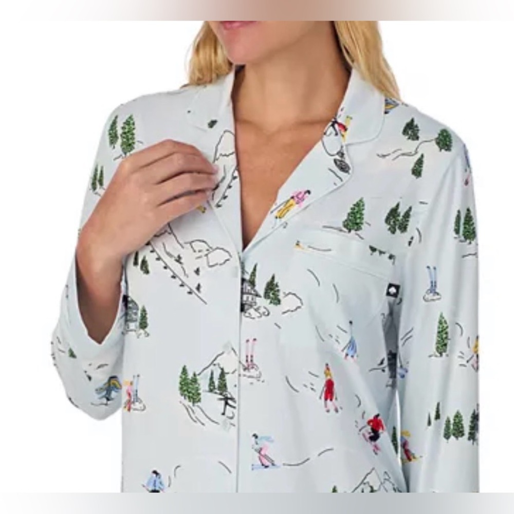 Kate Spade Pajamas Classic Long Sleeve Winter Village Ski Trip Print Pjs NWT - Picture 1 of 13